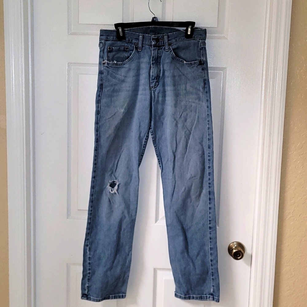 Wrangler Men's Rugged Light Denim Blue 5 Pocket Jeans Regular Fit 30 x 32 Cotton - Picture 1 of 8